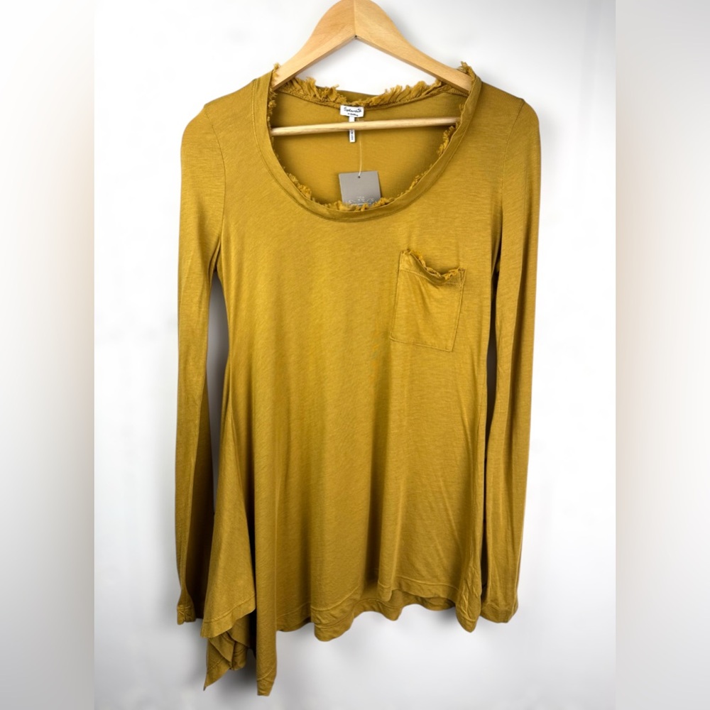 Splendid Anthropologie Boho Scoop Neck Asymmetrical Long Sleeve T-Shirt Tunic XS